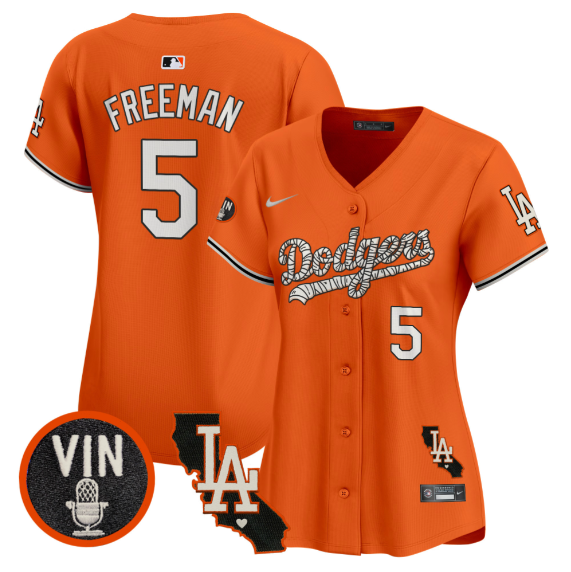 Women Los Angeles Dodgers #5 Freeman 2025 orange Limited Stitched Jersey